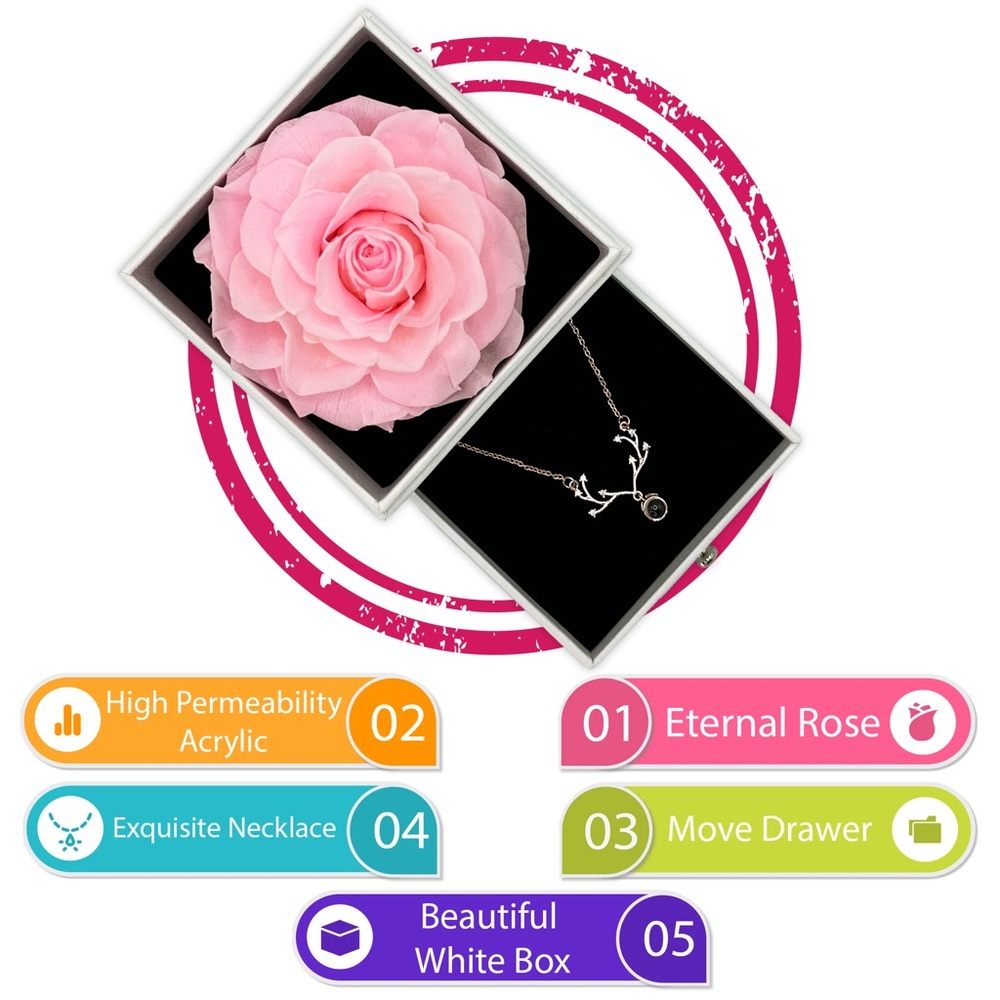 Real Rose Flower,gift for woman Valentine's Day Wedding Anniversary, jewelry box